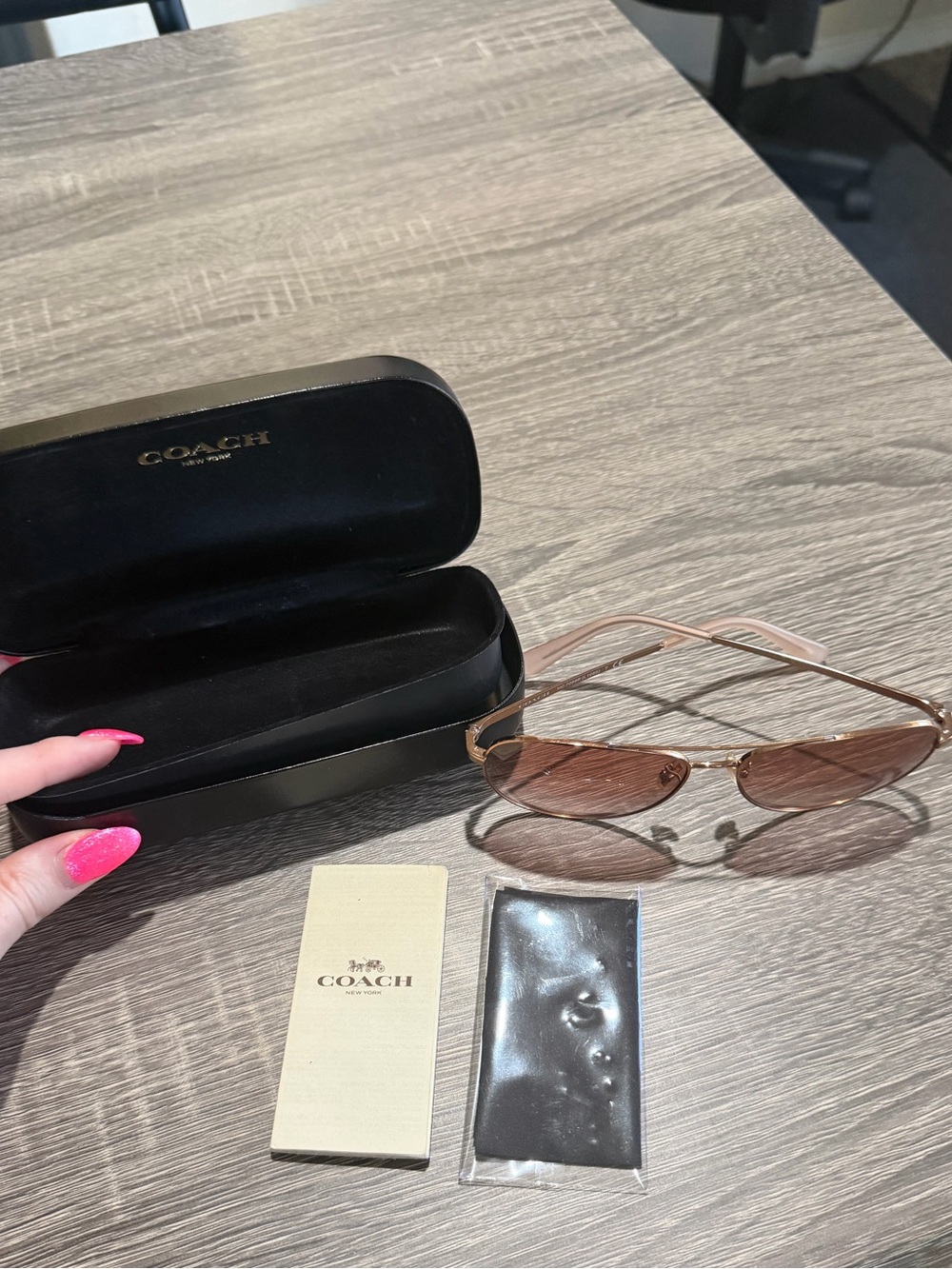 Coach Rose Gold Aviator Sunglasses with Pink Gradient Lenses - Picture 2 of 13